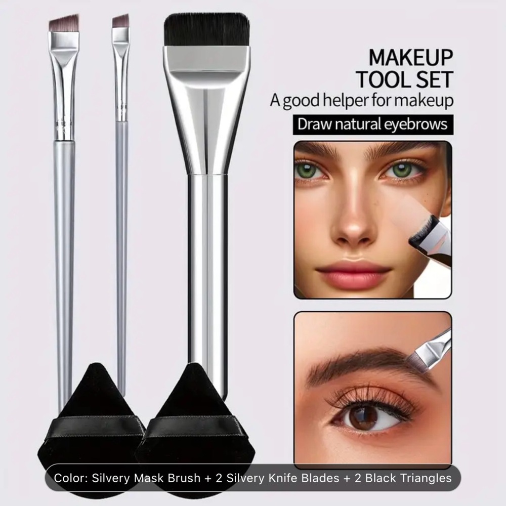 Professional Makeup Tool Set - Silver and Black